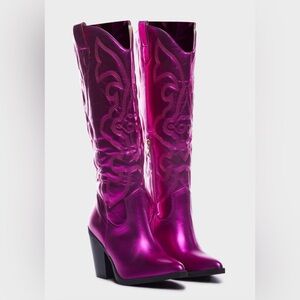 Vegan Leather 
Magenta Rodeo Target Cowboy Boots